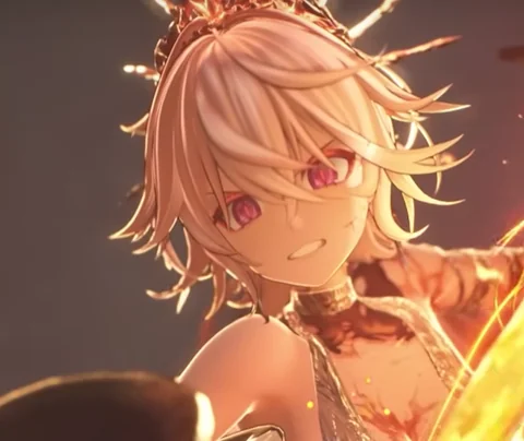 The crowned Cinderella in Silver Palace, surrounded by fire