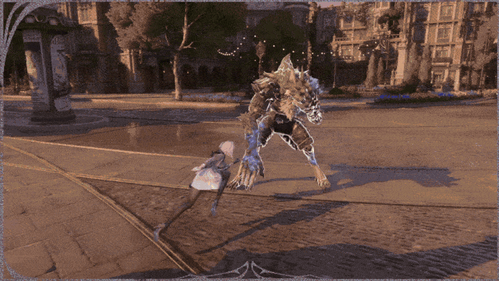 An Execution finisher landing on a stunned enemy in Silver Palace