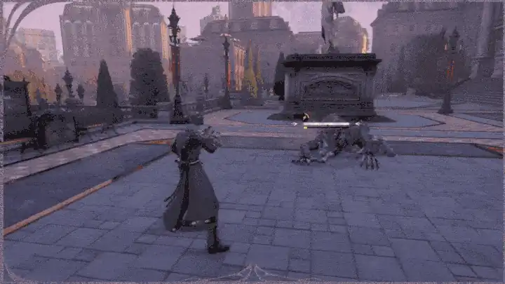 Parrying an enemy attack in Silver Palace combat