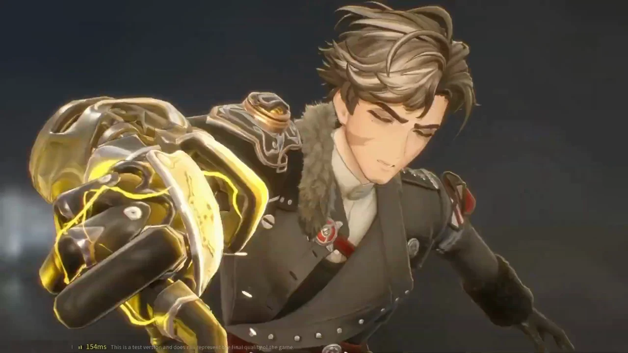 Silver Palace Chief Inspector Lorin in an ultimate cut-in, his mechanical gauntlet raised with yellow Fulmen lightning arcing across the knuckles