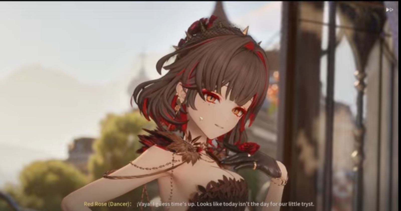 Silver Palace Red Rose, billed as Dancer, using the Spanish exclamation Vaya in her CBT1 dialogue