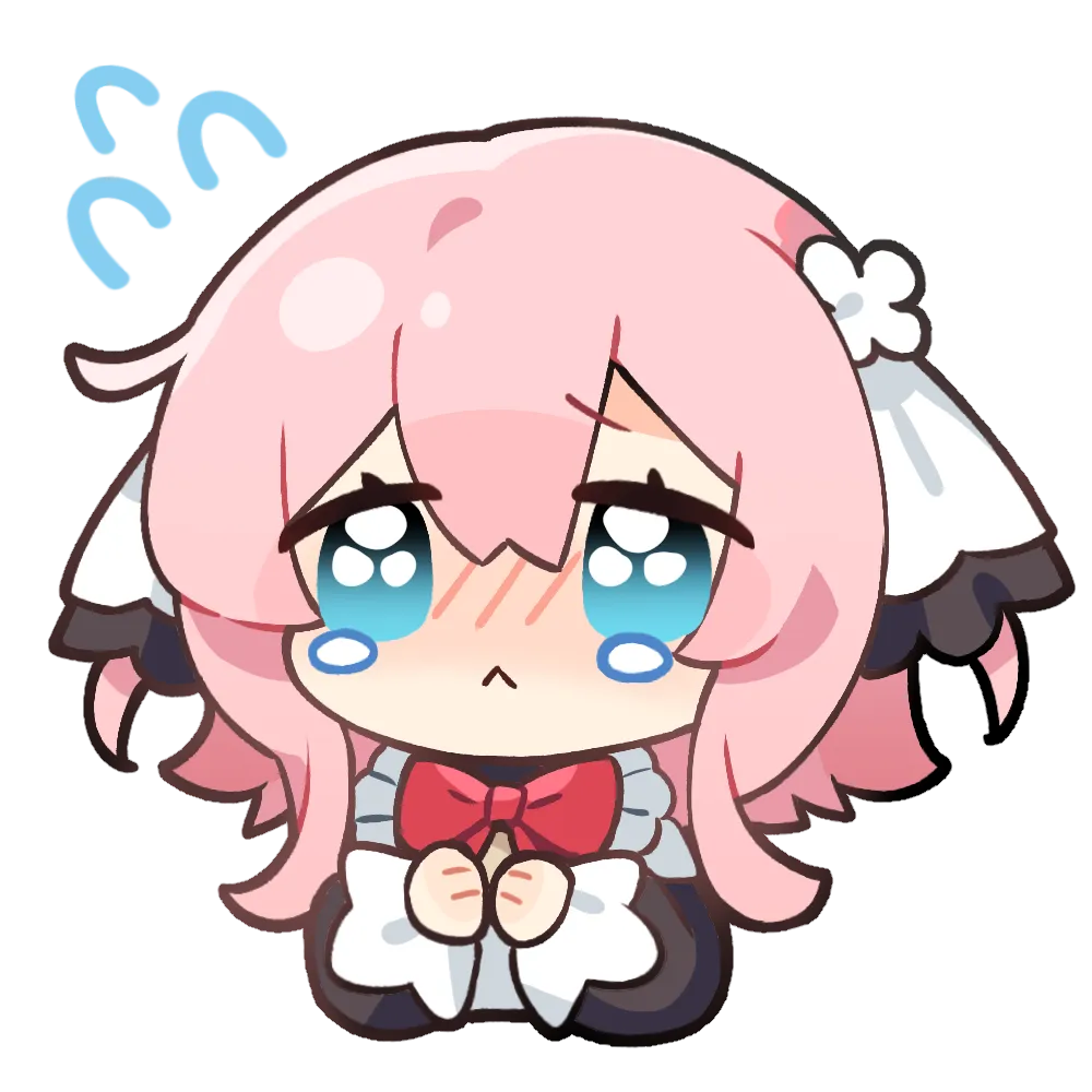 Alf in tears with her hands clasped together