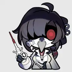 Firtho raising a scalpel, one eye glowing red