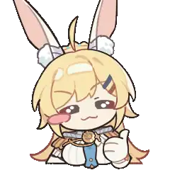 Gratia winking with her tongue out and a thumbs up