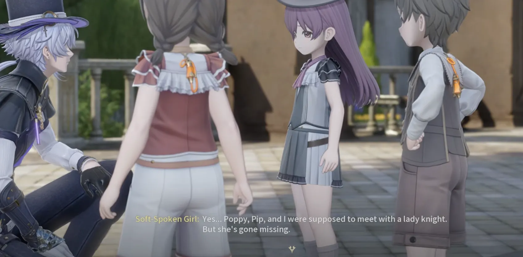 Silver Palace street children hiring the detective to find their missing idol, the bunny knight Gratia