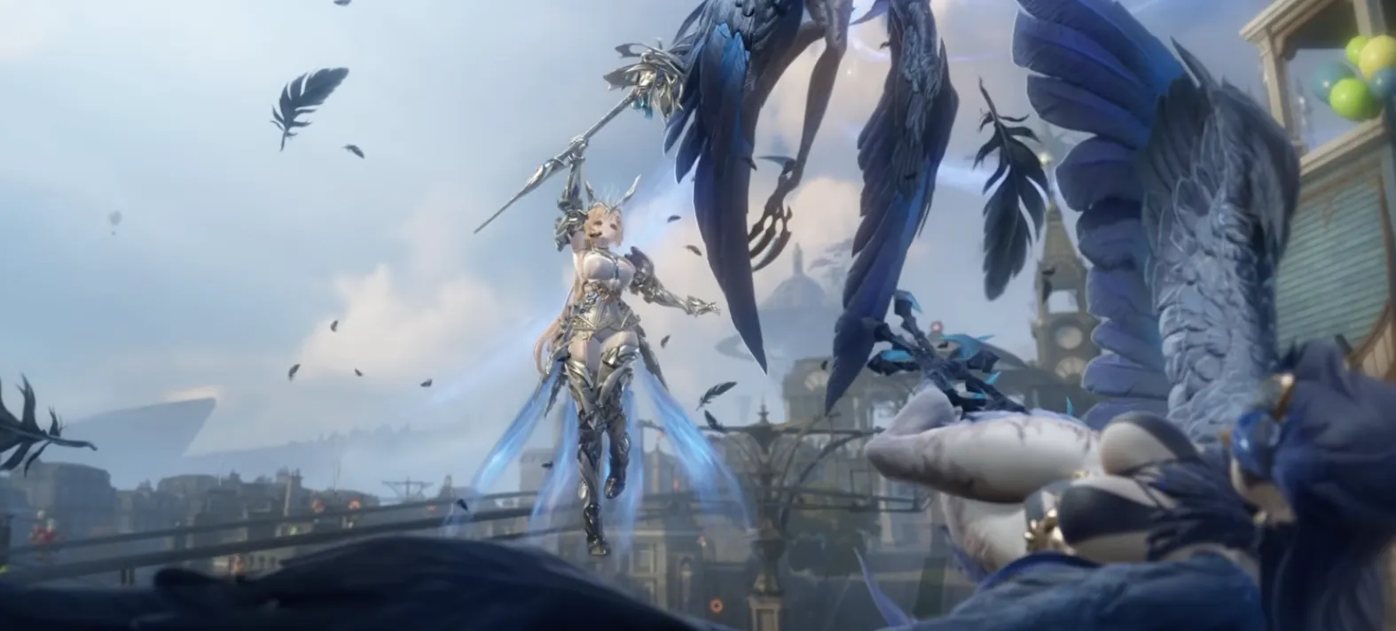 A harpy attacking the Royal Equestrian Tournament in Silver Palace while Gratia takes to the air
