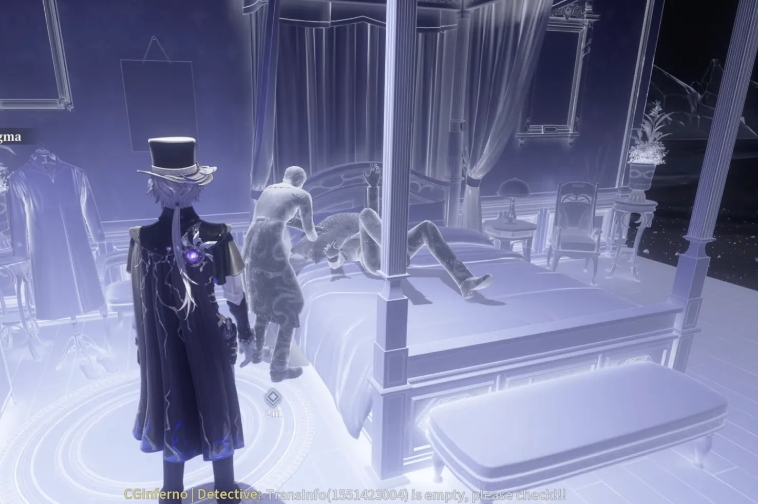 Silver Palace's butler Jekyll struggling with Williams, who slashes his arm with a hidden letter opener during the afternoon nap
