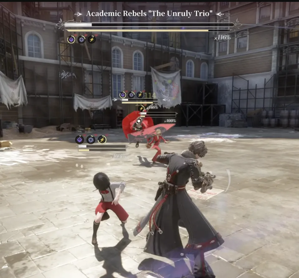 Academic Rebels The Unruly Trio boss in Silver Palace, three rebels in a graffiti-covered yard